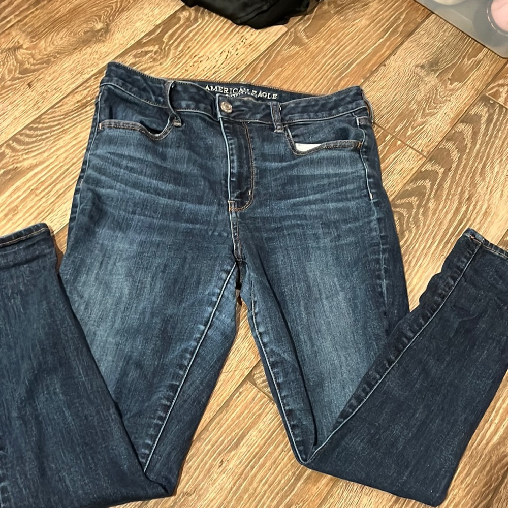 Dark blue american eagle super super stretch jeans